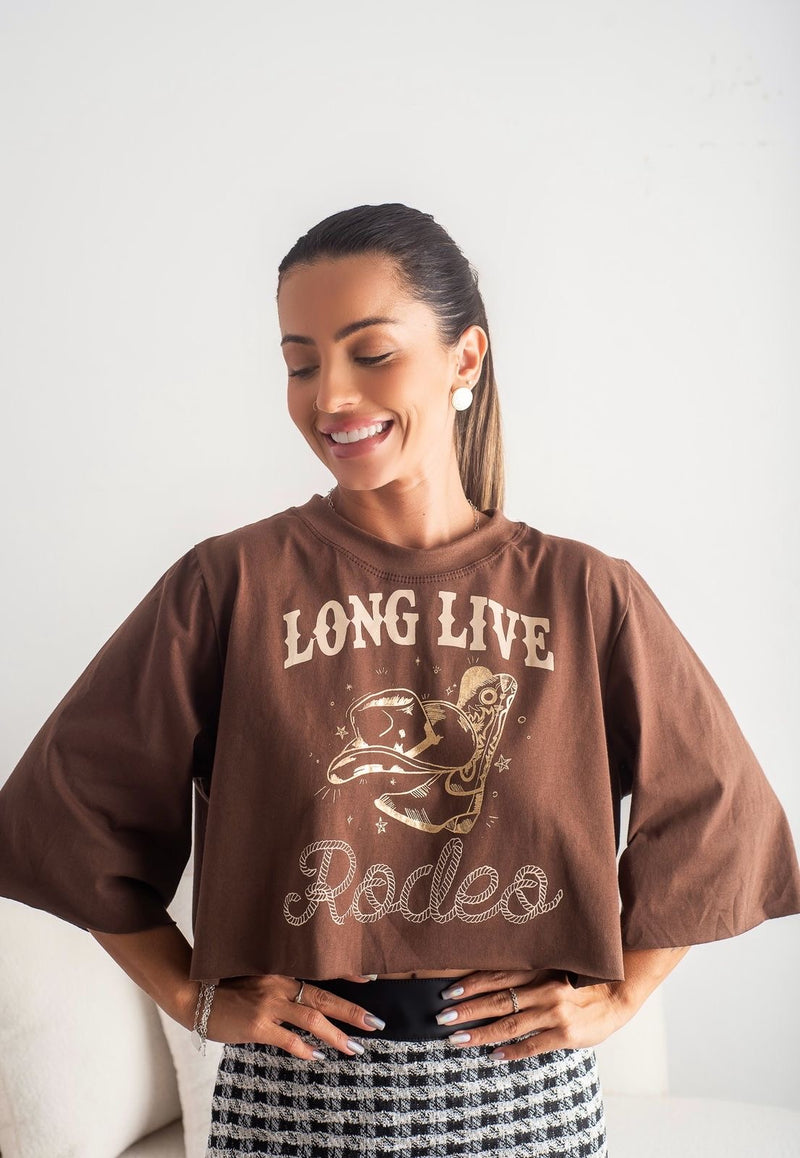 Cropped tee Rodeo - Marrom