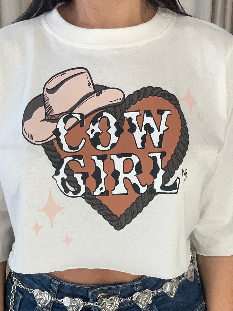 Cropped tee Cowgirl - Off White